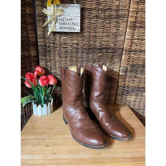 Roper Boots By Justin Classic Tan  Rancher/Cowboy Boot Size 11.5-RARE - Picture 12 of 16